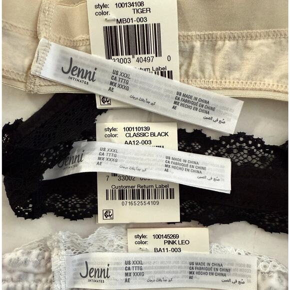 Jenni Intimates Lot 3pcs Core Thong Cotton Panty Tiger Leopard Black Plus XXXL - Picture 4 of 5